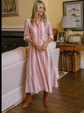 Julia Amory Shirt Dress - Currant Stripes